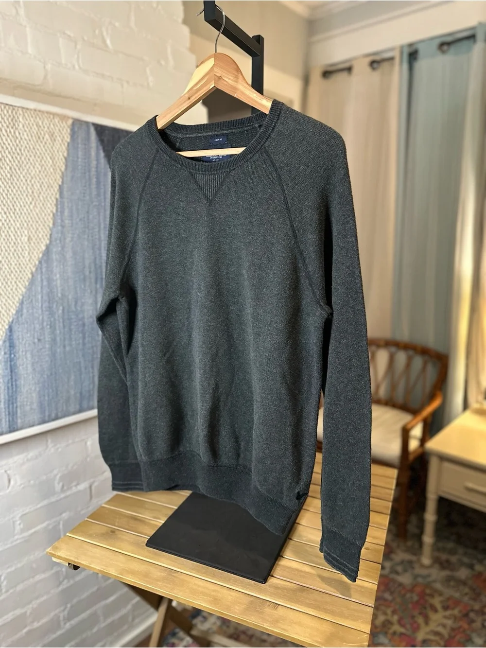 American Eagle Grey Sweater with Ribbed Arms and Hem
